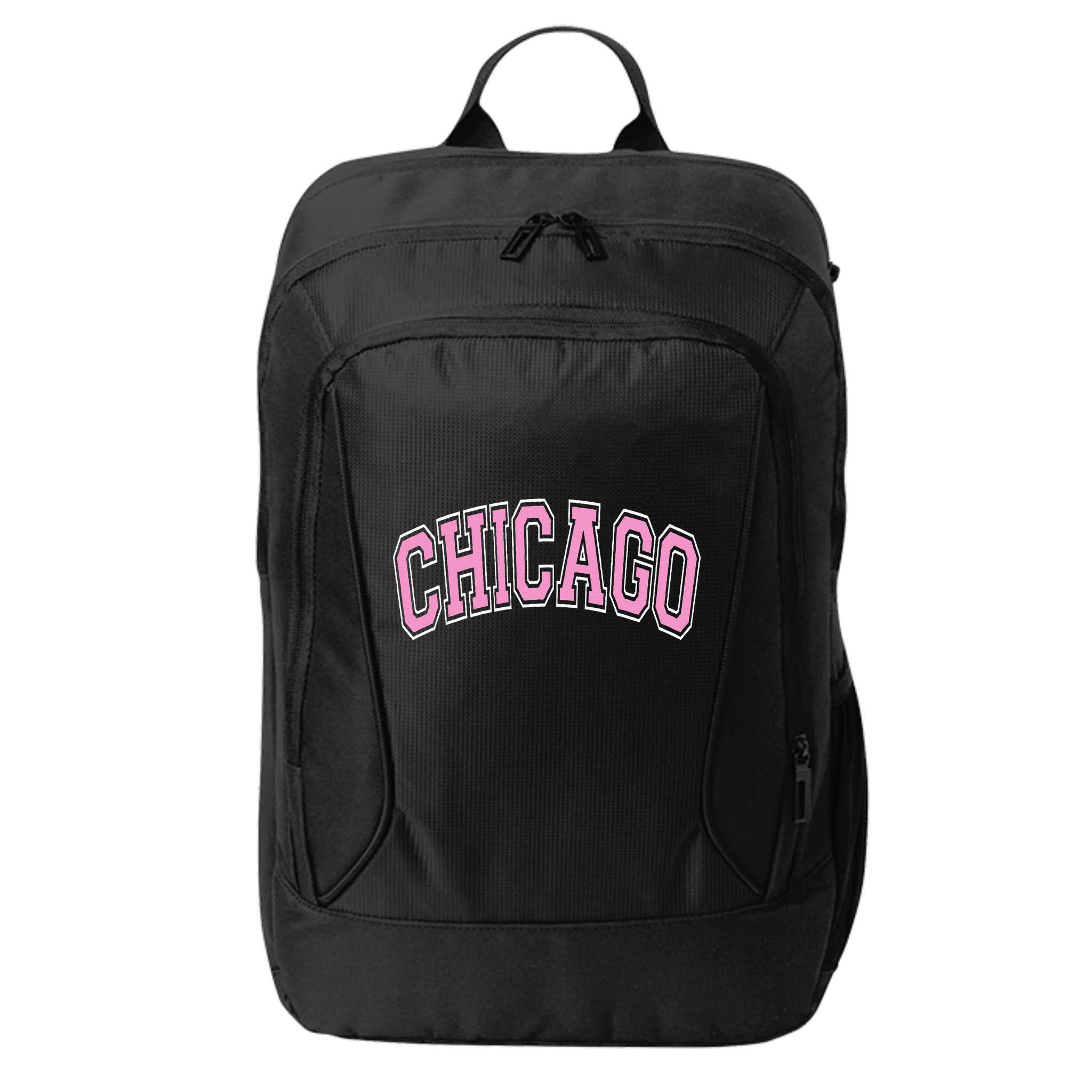Chicago Illinois IL Varsity Style Pink Text City Backpack
