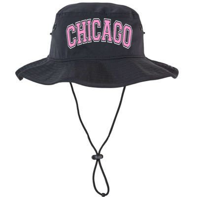 Chicago Illinois IL Varsity Style Pink Text Bucket Hat