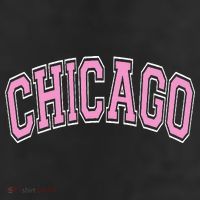 Chicago Illinois IL Varsity Style Pink Text 11oz C Handle Ceramic Mug