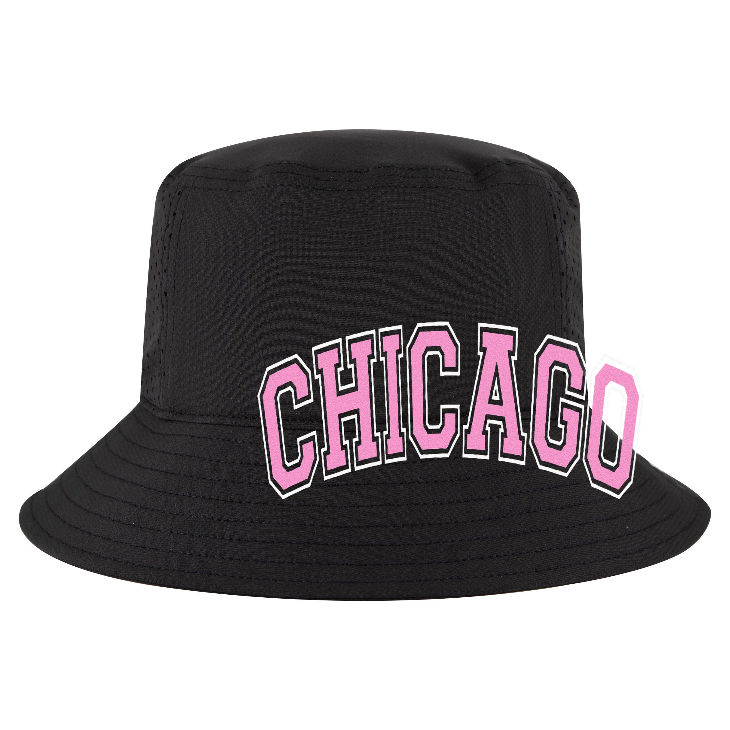 Chicago Illinois IL Varsity Style Pink Text 15oz Campfire Ceramic Mug