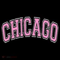 Chicago Illinois IL Varsity Style Pink Text Drawstring Bag