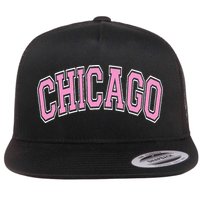 Chicago Illinois IL Varsity Style Pink Text Flat Bill Trucker Hat
