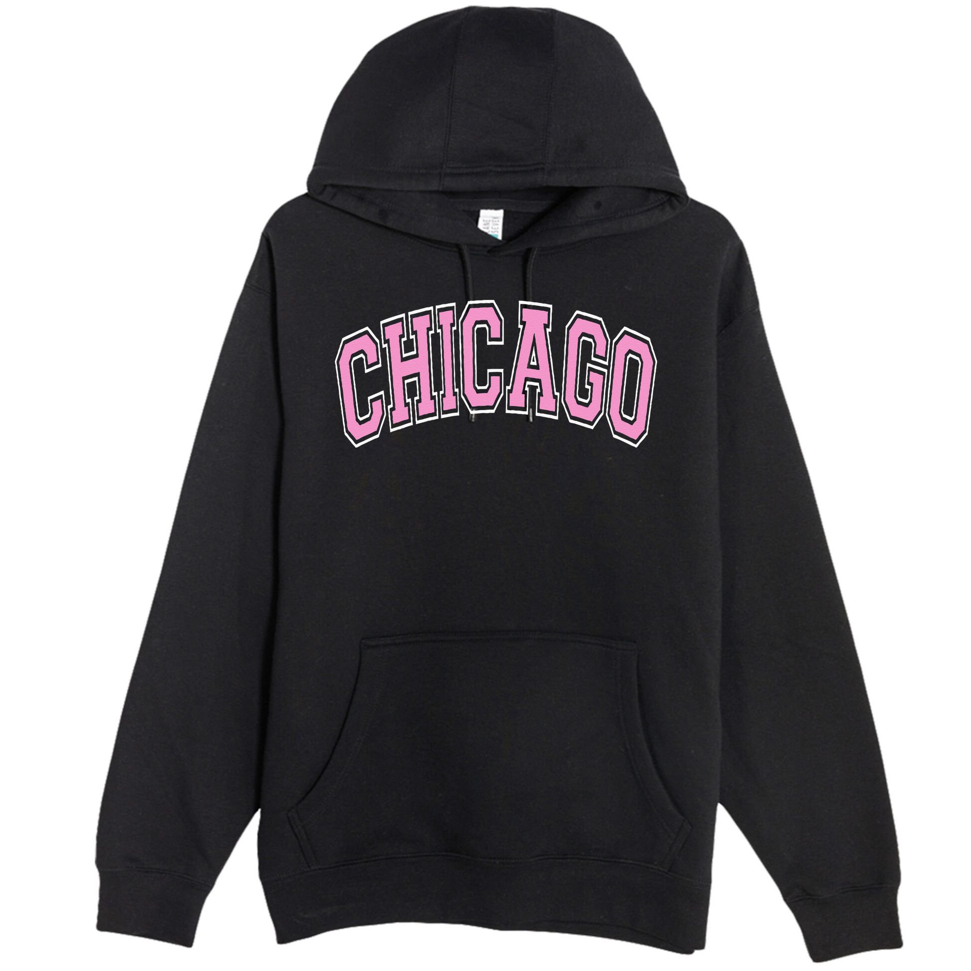 Chicago Illinois IL Varsity Style Pink Text Premium Pullover Hoodie