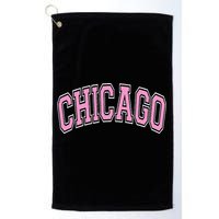 Chicago Illinois IL Varsity Style Pink Text Golf Towel