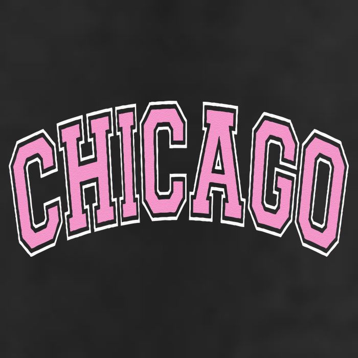 Chicago Illinois IL Varsity Style Pink Text Golf Towel