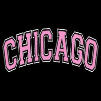 Chicago Illinois IL Varsity Style Pink Text Cropped Pullover Crew