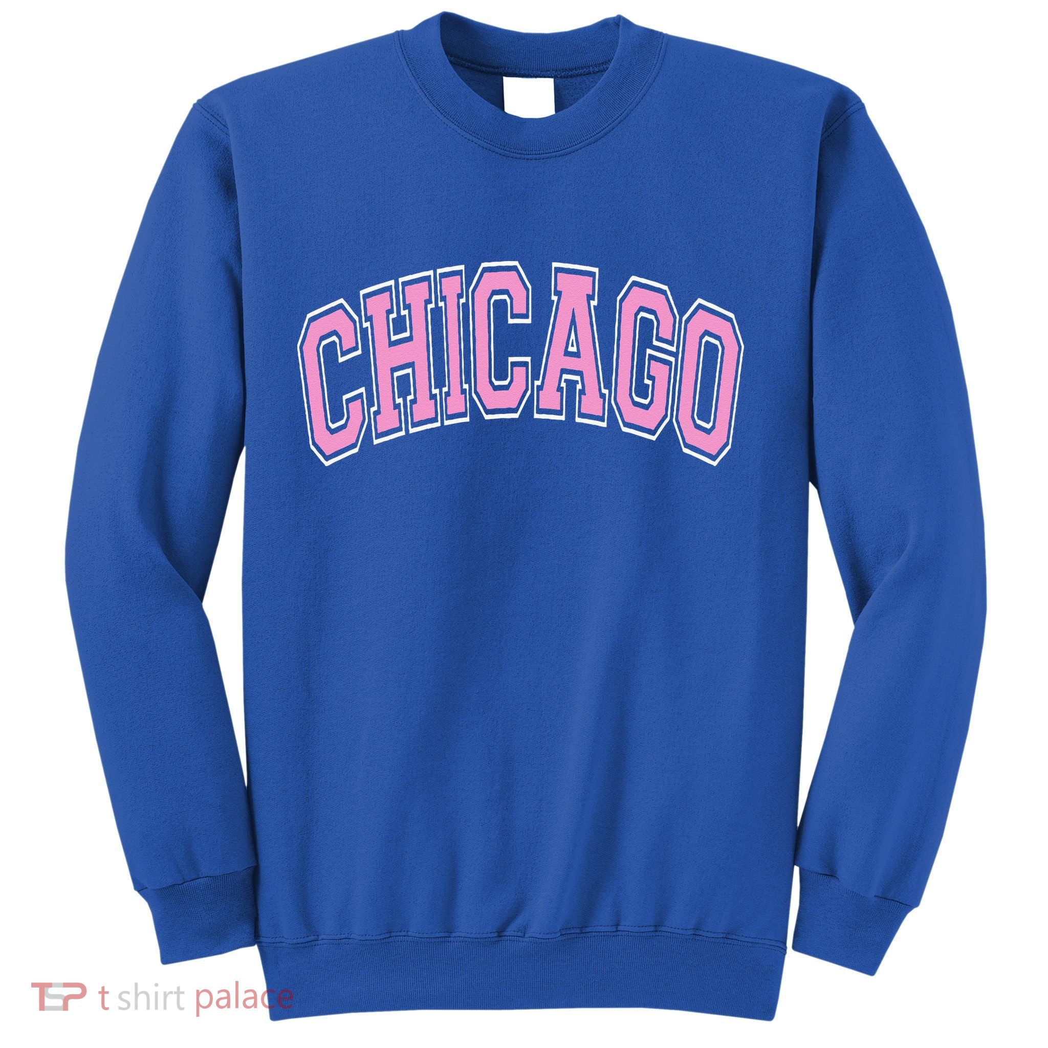 Chicago Illinois IL Varsity Style Pink Text Sweatshirt