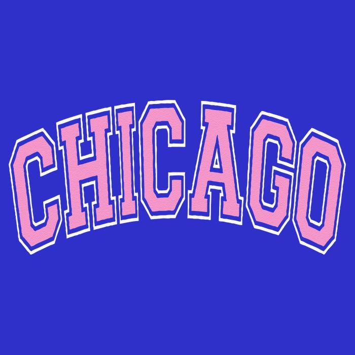 Chicago Illinois IL Varsity Style Pink Text Sustainable Beanie