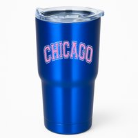 Chicago Illinois IL Varsity Style Pink Text Tumbler