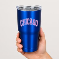 Chicago Illinois IL Varsity Style Pink Text Tumbler