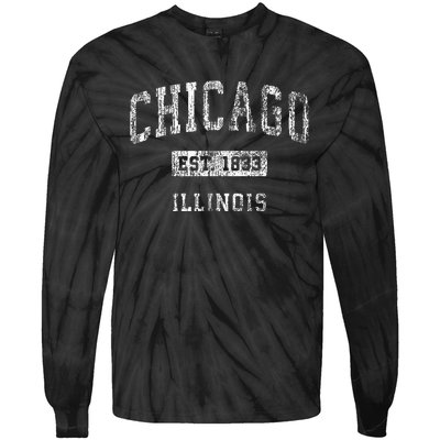 Chicago Illinois Il Vintage Athletic Sports Tie-Dye Long Sleeve Shirt