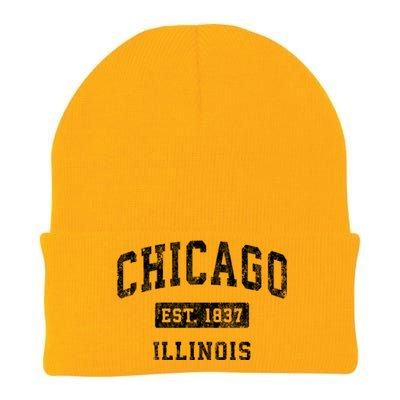 Chicago Illinois Il Vintage Established Sports Knit Cap Winter Beanie