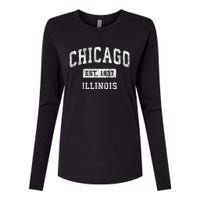 Chicago Illinois Il Vintage Established Sports Womens Cotton Relaxed Long Sleeve T-Shirt