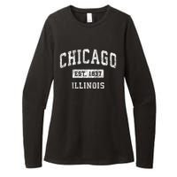 Chicago Illinois Il Vintage Established Sports Womens CVC Long Sleeve Shirt