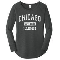 Chicago Illinois Il Vintage Established Sports Women's Perfect Tri Tunic Long Sleeve Shirt