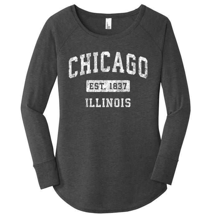 Chicago Illinois Il Vintage Established Sports Women's Perfect Tri Tunic Long Sleeve Shirt