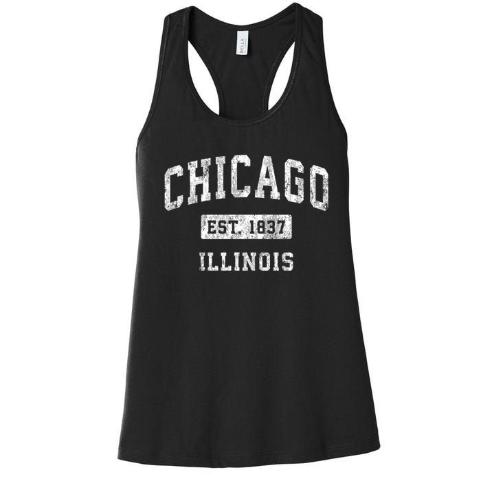 Chicago Illinois Il Vintage Established Sports Women's Racerback Tank