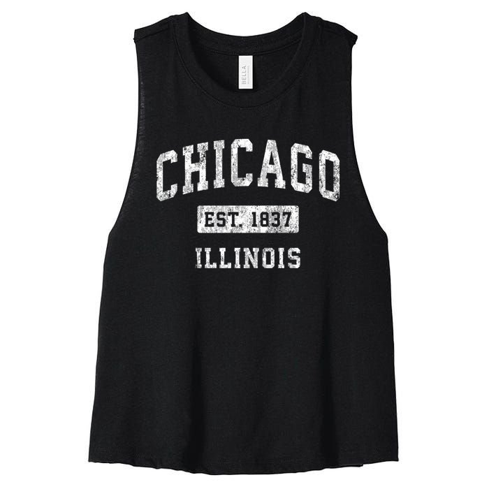 Chicago Illinois Il Vintage Established Sports Women's Racerback Cropped Tank