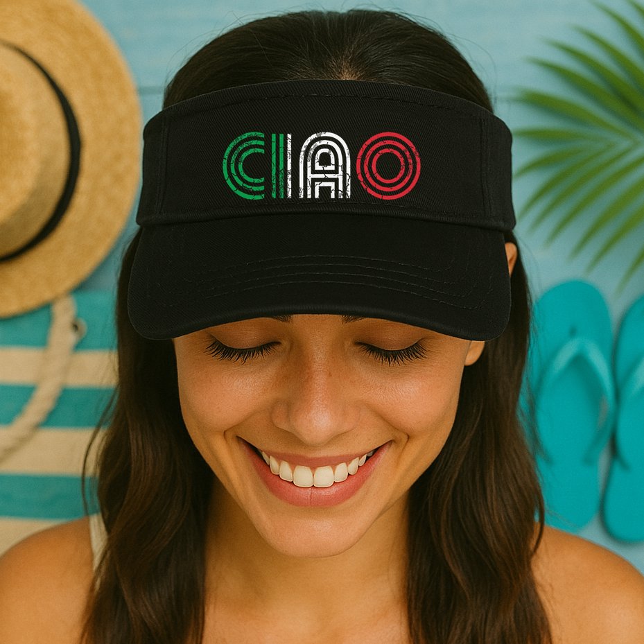 Ciao Italian Italia Italy Italiano Retro Hello Family Visor