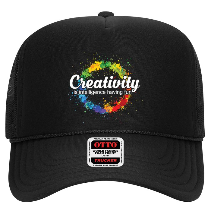 Creativity Is Intelligence Having Fun Colorful Art Trucker Hat