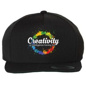 Creativity Is Intelligence Having Fun Colorful Art Wool Snapback Cap