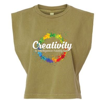 Creativity Is Intelligence Having Fun Colorful Art Garment-Dyed Women's Muscle Tee