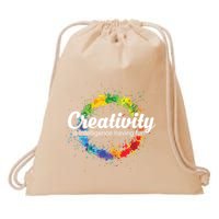 Creativity Is Intelligence Having Fun Colorful Art Drawstring Bag