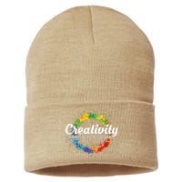 Creativity Is Intelligence Having Fun Colorful Art Sustainable Knit Beanie