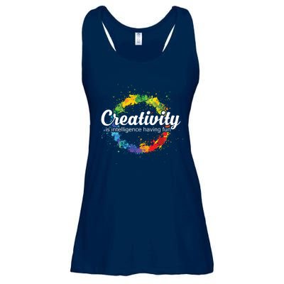 Creativity Is Intelligence Having Fun Colorful Art Ladies Essential Flowy Tank