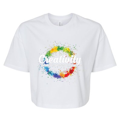 Creativity Is Intelligence Having Fun Colorful Art Bella+Canvas Jersey Crop Tee