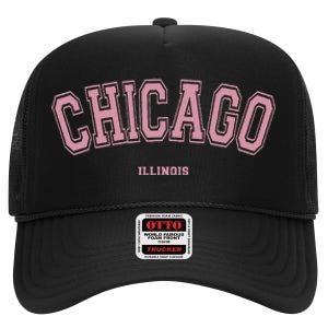 Chicago Illinois Il Varsity Style On Chicago High Crown Mesh Back Trucker Hat