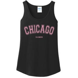 Chicago Illinois Il Varsity Style On Chicago Ladies Essential Tank