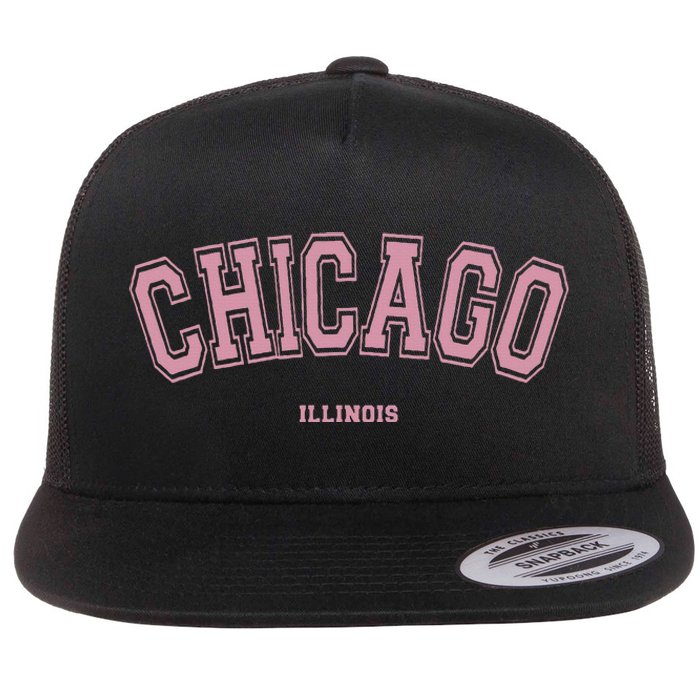 Chicago Illinois Il Varsity Style On Chicago Flat Bill Trucker Hat