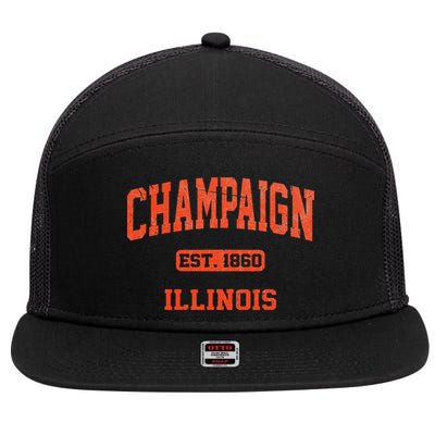 Champaign Illinois IL Vintage State Athletic Style 7 Panel Mesh Trucker Snapback Hat