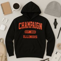 Champaign Illinois IL Vintage State Athletic Style Hoodie