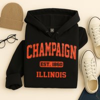 Champaign Illinois IL Vintage State Athletic Style Hoodie