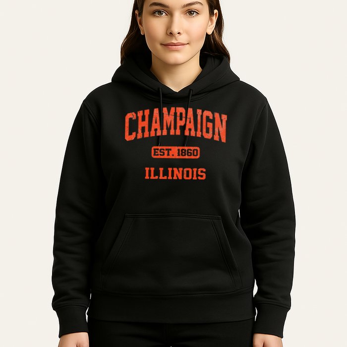 Champaign Illinois IL Vintage State Athletic Style Hoodie
