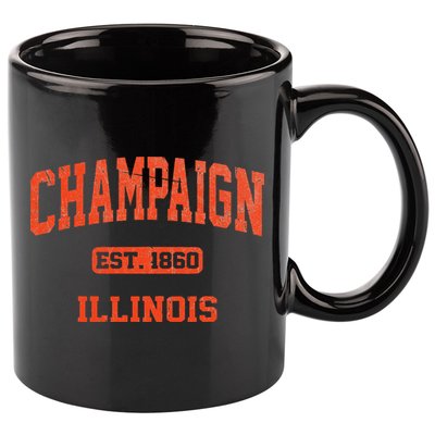 Champaign Illinois IL Vintage State Athletic Style 11oz C Handle Ceramic Mug