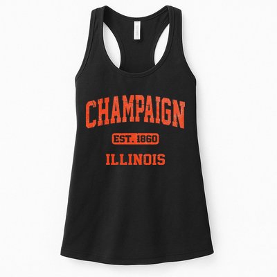 Champaign Illinois IL Vintage State Athletic Style Womens Tank Top