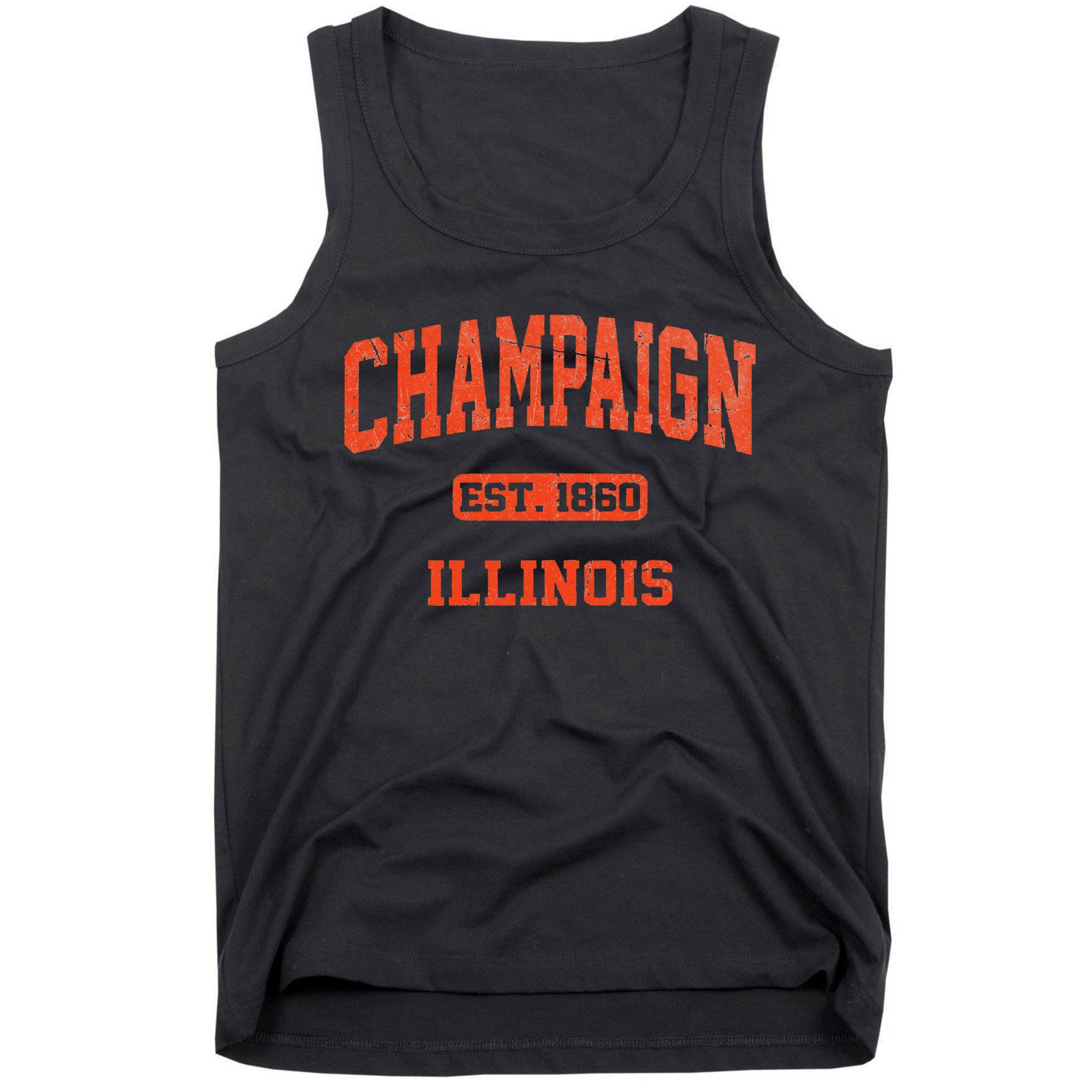 Champaign Illinois IL Vintage State Athletic Style Tank Top