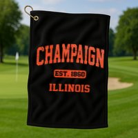 Champaign Illinois IL Vintage State Athletic Style Golf Towel