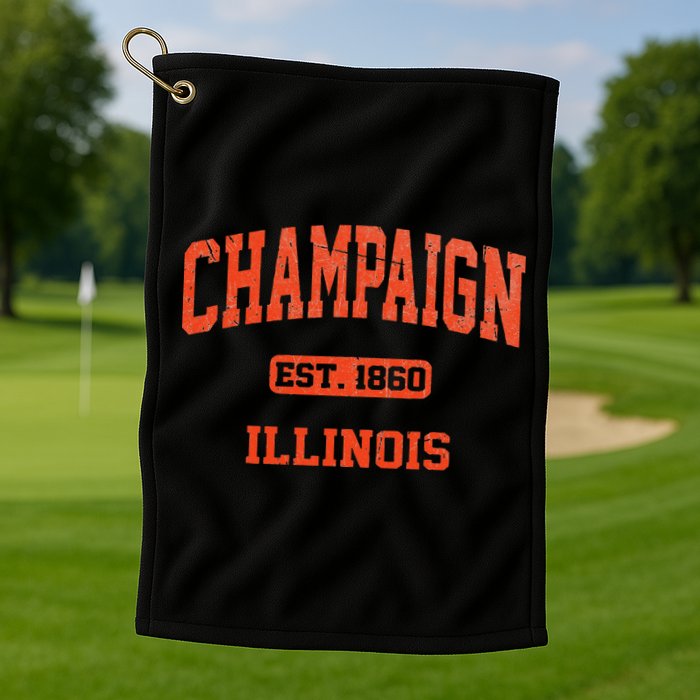 Champaign Illinois IL Vintage State Athletic Style Golf Towel