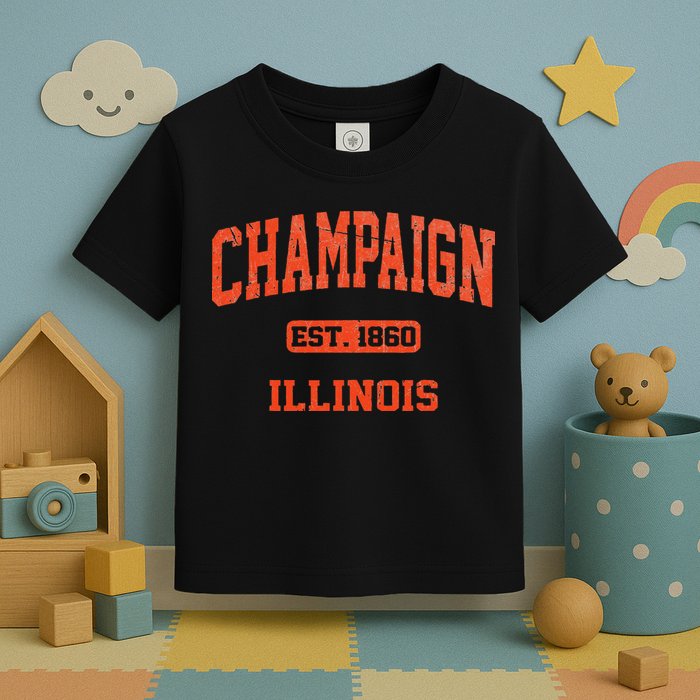 Champaign Illinois IL Vintage State Athletic Style Toddler T-Shirt