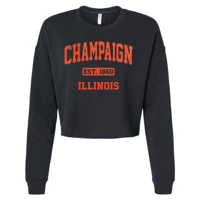 Champaign Illinois IL Vintage State Athletic Style Cropped Pullover Crew