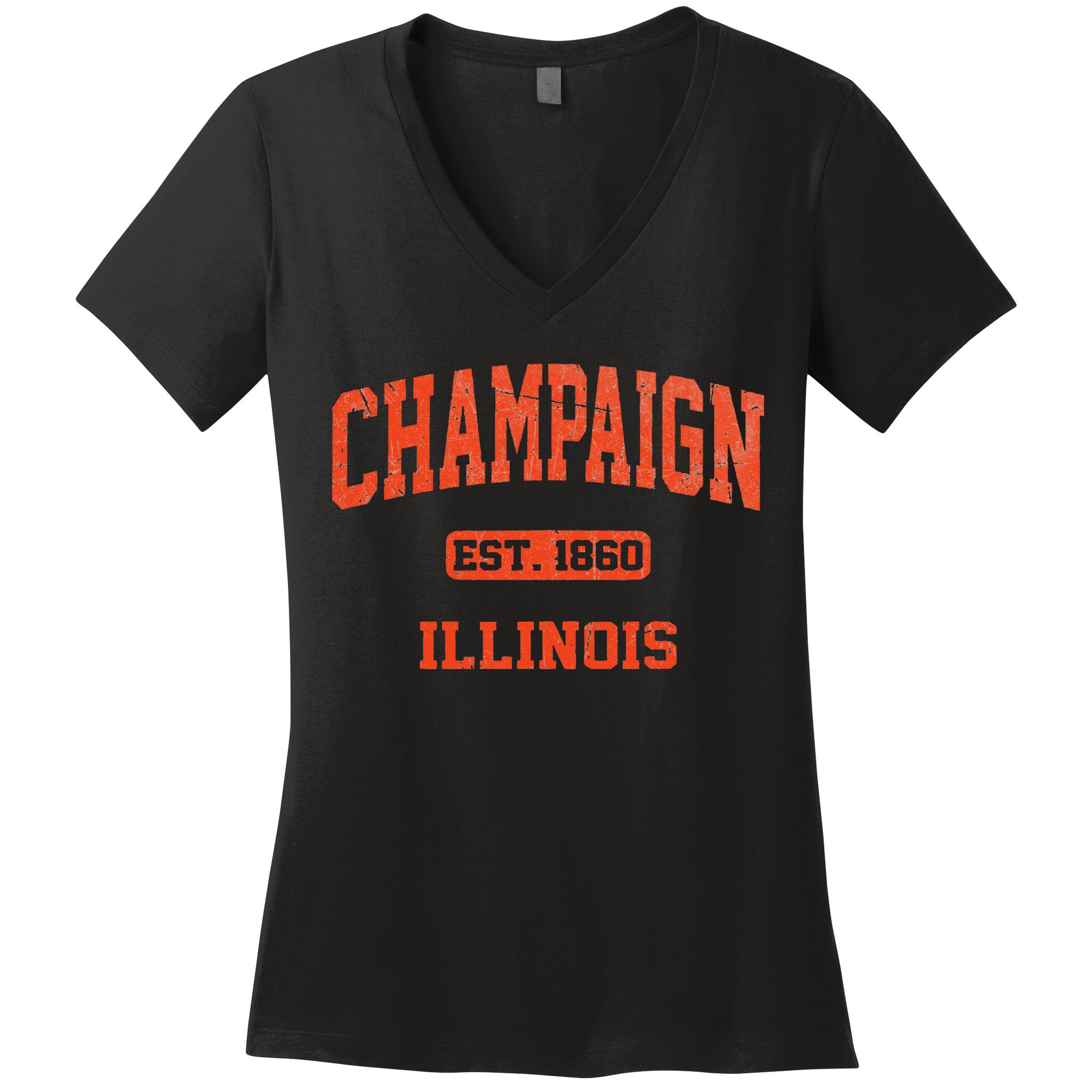 Champaign Illinois IL Vintage State Athletic Style Women's V-Neck T-Shirt