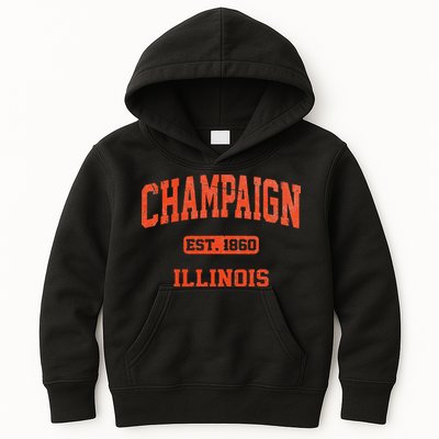 Champaign Illinois IL Vintage State Athletic Style Kids Hoodie