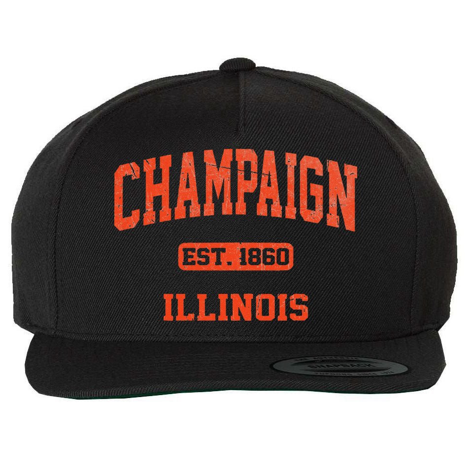 Champaign Illinois IL Vintage State Athletic Style Wool Snapback Cap