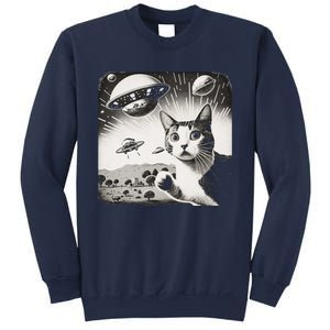 Cat Incident Involving UAPs Funny UFO Retro Aliens Sweatshirt