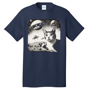 Cat Incident Involving UAPs Funny UFO Retro Aliens Tall T-Shirt