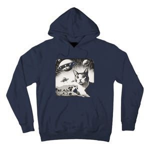 Cat Incident Involving UAPs Funny UFO Retro Aliens Tall Hoodie